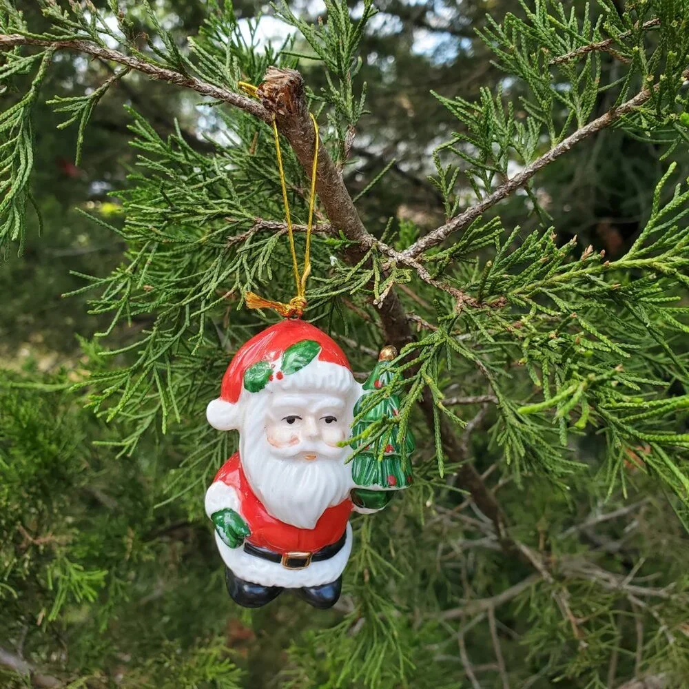 Glass Vintage Santa‎ Claus Tree Ornament
